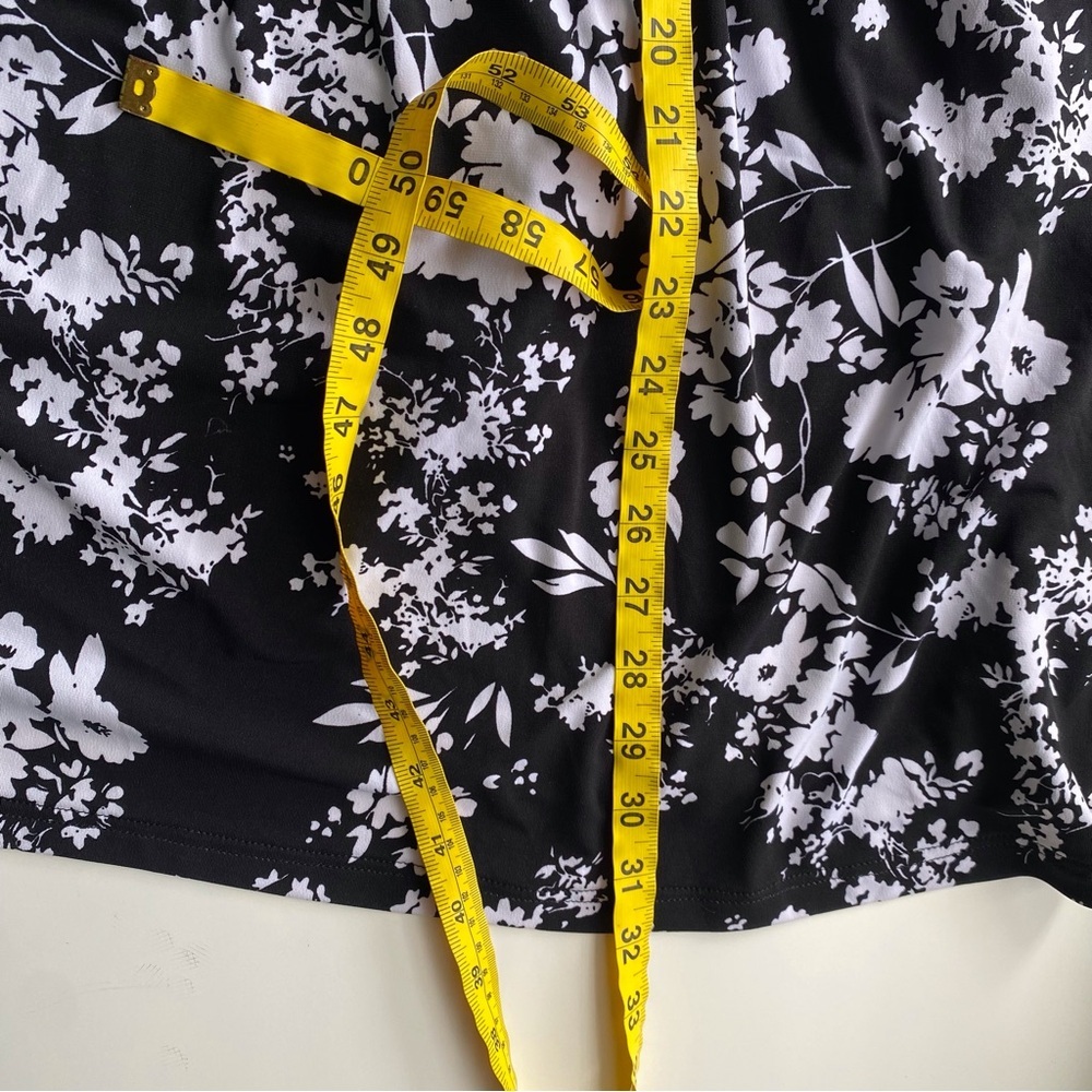 Ulla Popken Black White Floral Tunic Top Babydoll Pockets Plus Size 36/38 - Picture 10 of 12
